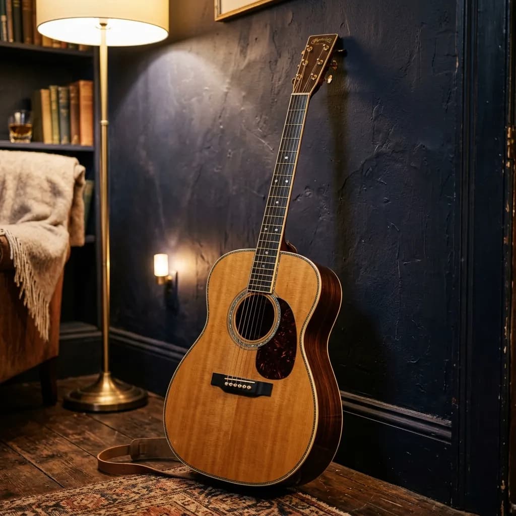 Guitar acoustic sang trọng trong studio