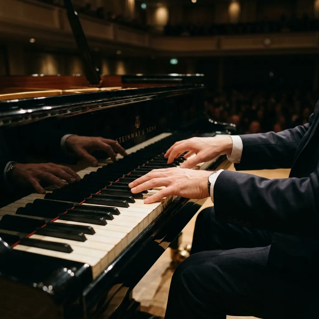 Nghệ sĩ piano chuyên nghiệp biểu diễn trên đàn Grand Piano